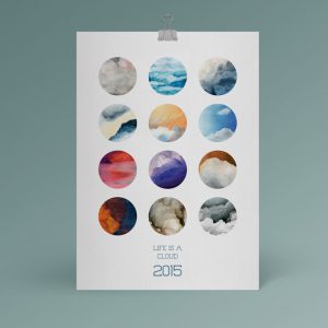 Life is a cloud, Jahreskalender, Kalender, Illustrationen, Himmel, Acryl, Aquarell, Wolken, Wandkalender