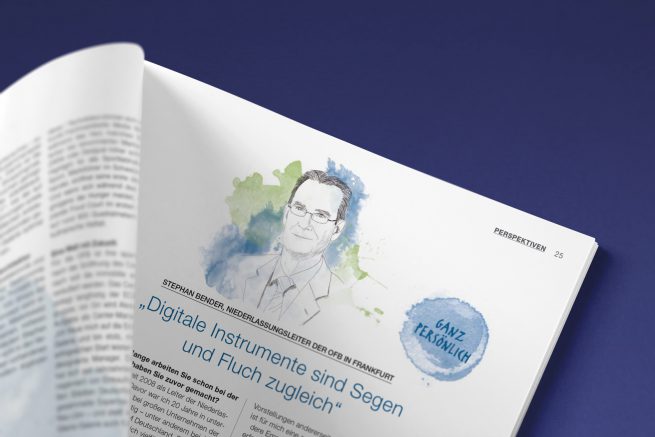 OFB Wert Kundenmagazin, Portrait, Illustration, Editorialdesign